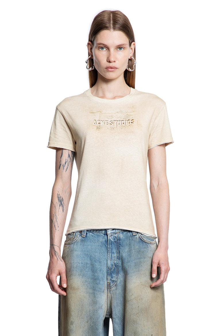 ACNE STUDIOS WOMAN BEIGE T-SHIRTS & TANK TOPS