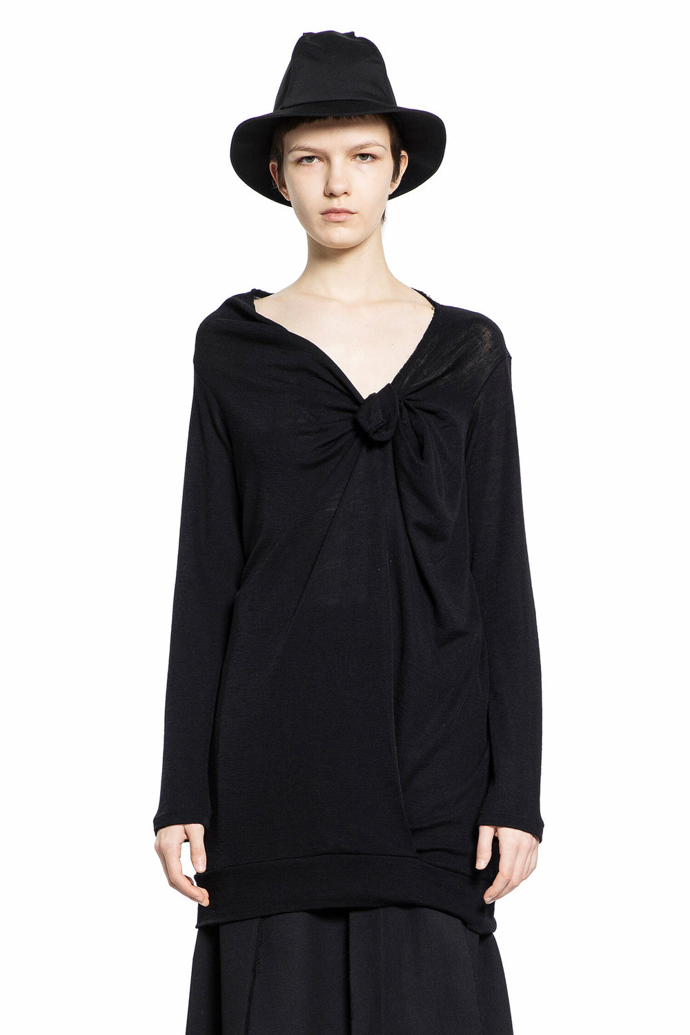 YOHJI YAMAMOTO WOMAN BLACK T-SHIRTS & TANK TOPS