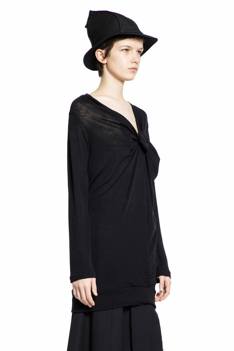 YOHJI YAMAMOTO WOMAN BLACK T-SHIRTS & TANK TOPS