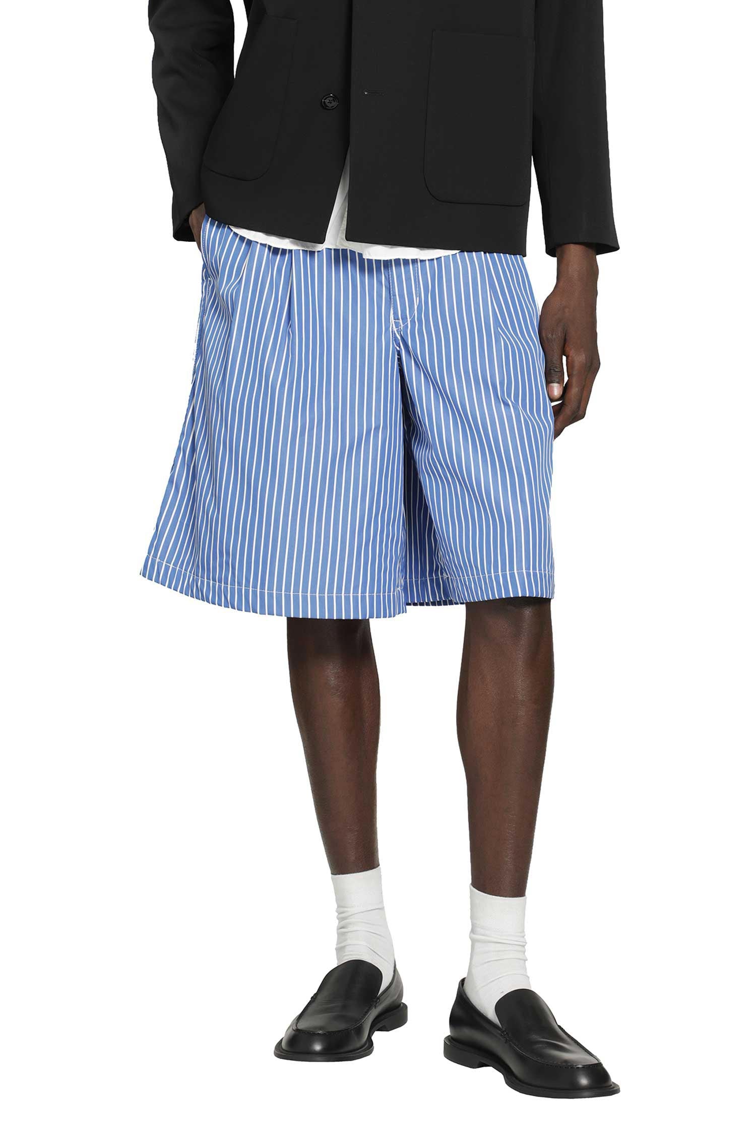 Pleated Pinstriped Shorts
