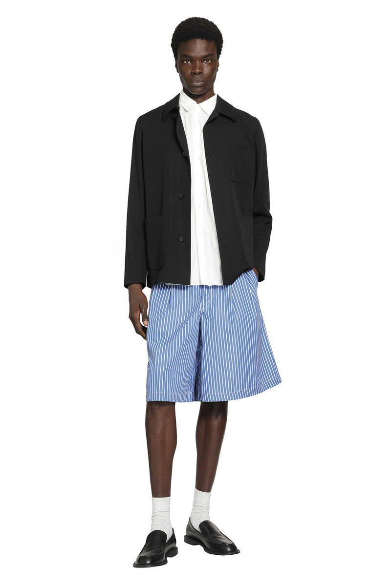 COMME DES GARCONS SHIRT Pleated Pinstriped Shorts man
