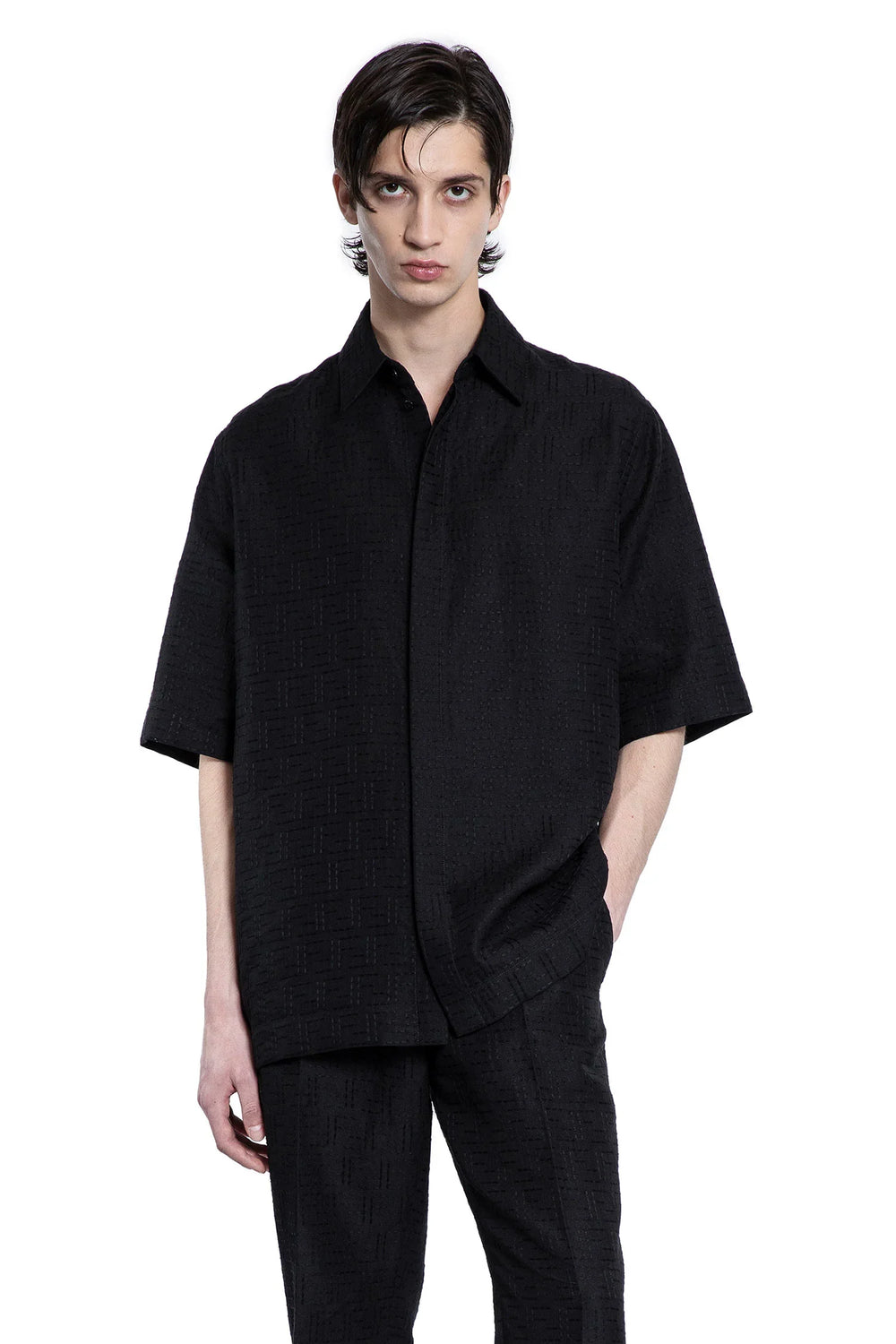 FF Linen Jacquard Short Sleeve Shirt - Antonioli.eu