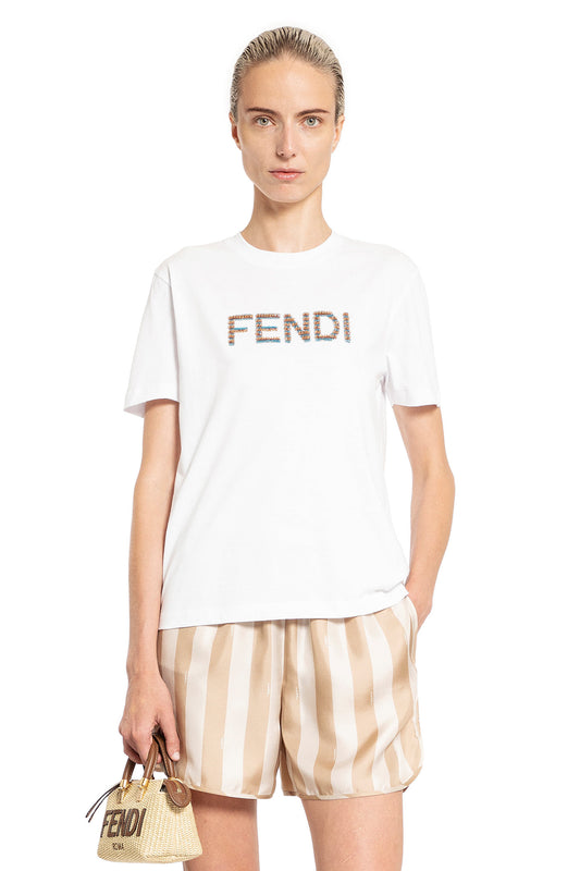 FENDI WOMAN WHITE T-SHIRTS & TANK TOPS