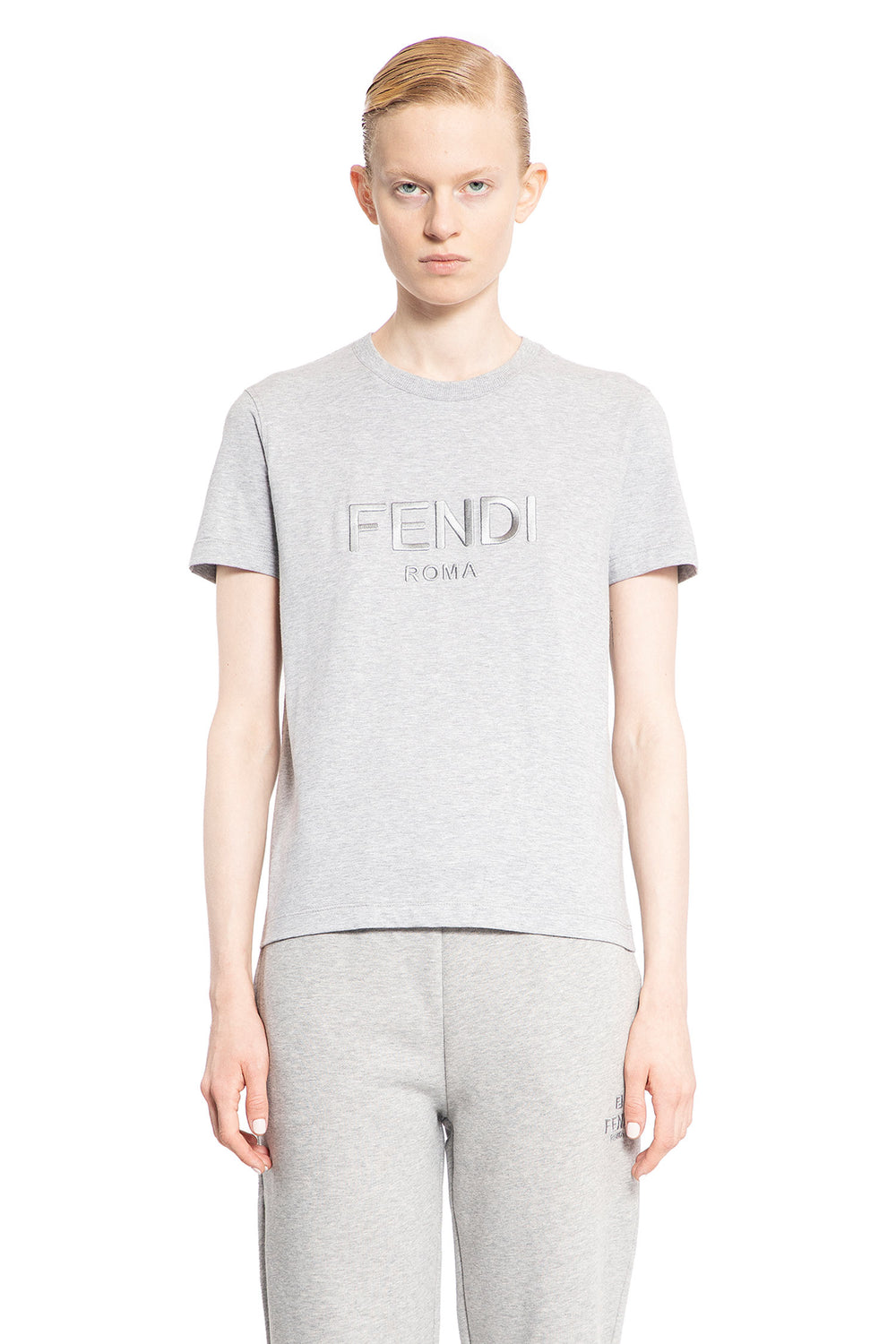 FENDI WOMAN GREY T-SHIRTS & TANK TOPS