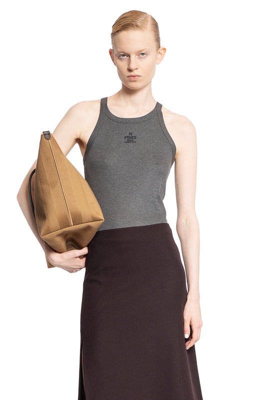 FENDI WOMAN GREY T-SHIRTS & TANK TOPS