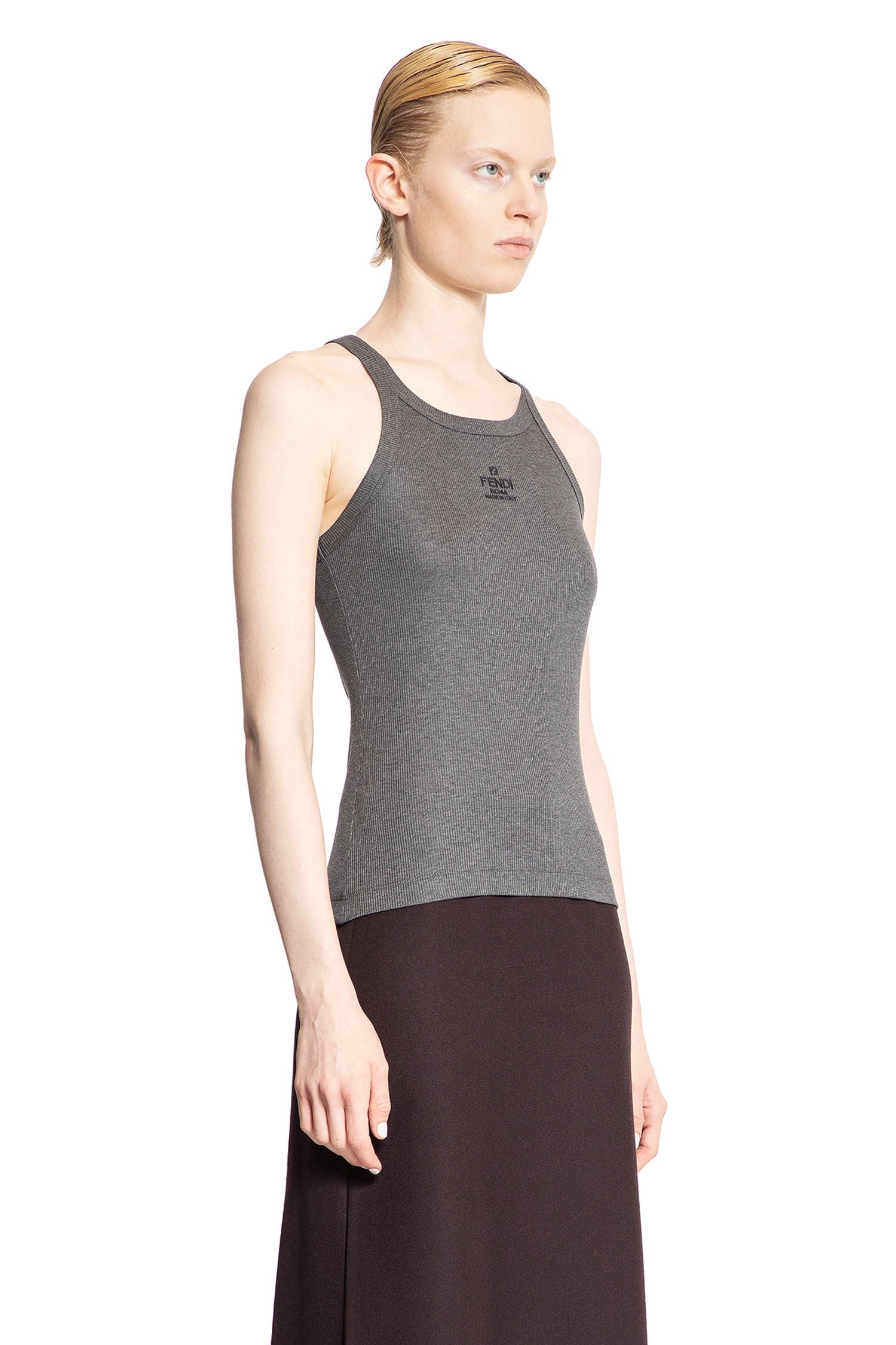 FENDI WOMAN GREY T-SHIRTS & TANK TOPS