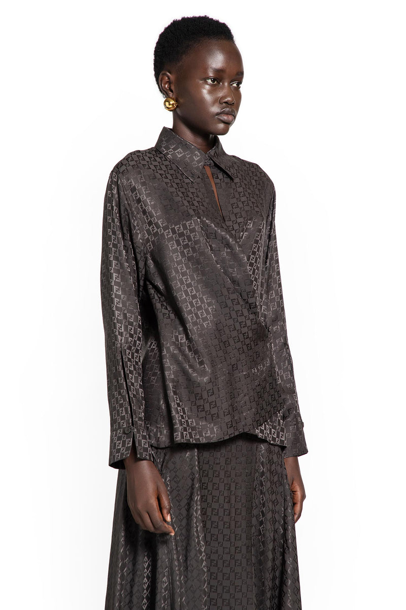 Jacquard Silk Shirt with Wrap Detail