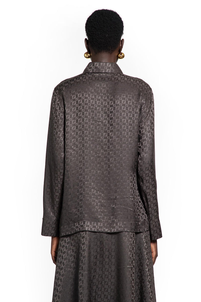 Jacquard Silk Shirt with Wrap Detail