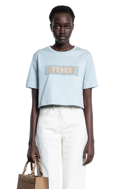 FENDI WOMAN BLUE T-SHIRTS & TANK TOPS