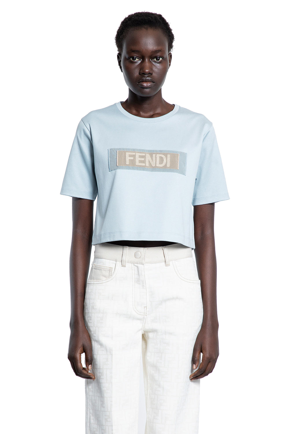 FENDI WOMAN BLUE T-SHIRTS & TANK TOPS