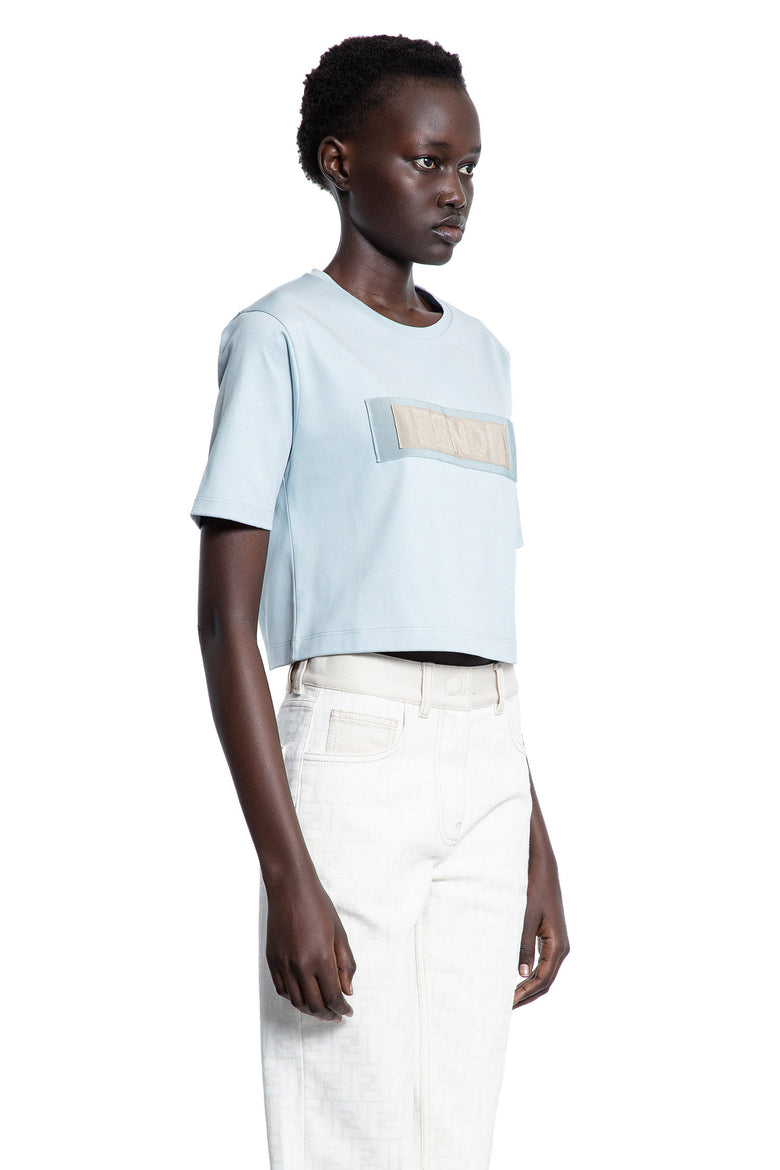 FENDI WOMAN BLUE T-SHIRTS & TANK TOPS