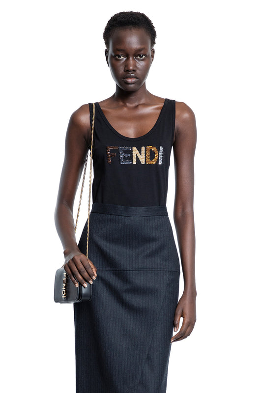 FENDI WOMAN BLACK T-SHIRTS & TANK TOPS