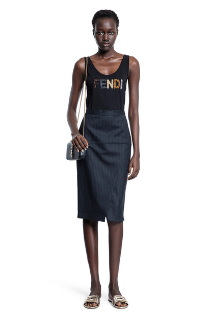 FENDI WOMAN BLACK T-SHIRTS & TANK TOPS