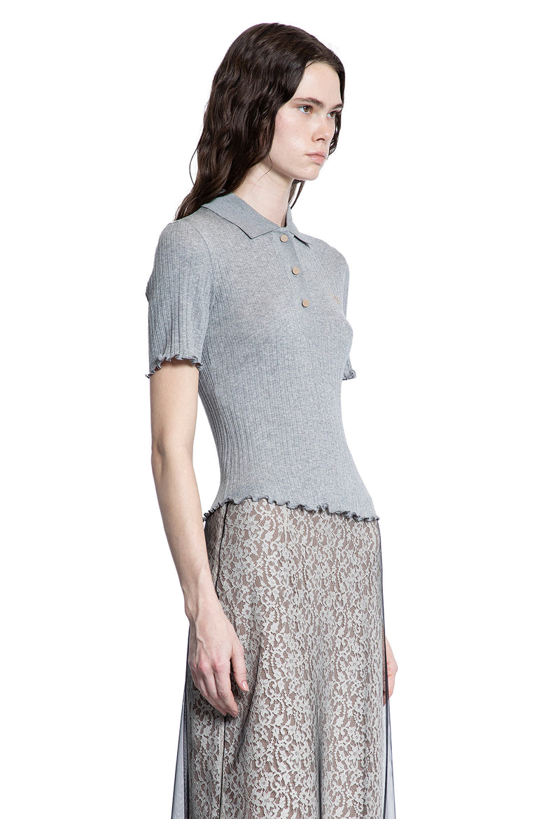 FENDI WOMAN GREY T-SHIRTS & TANK TOPS