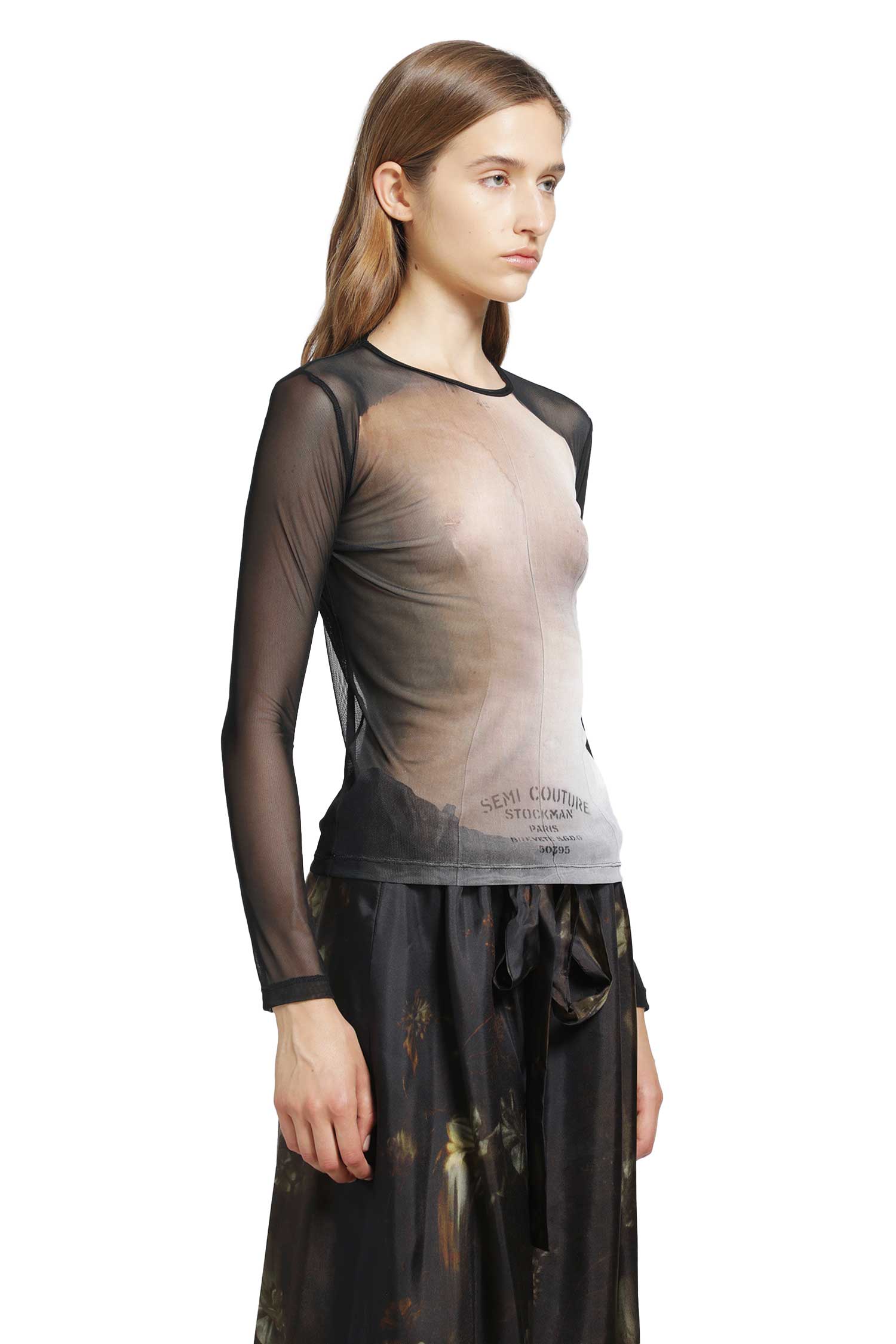 IA LONDON Fitted Mesh Top woman