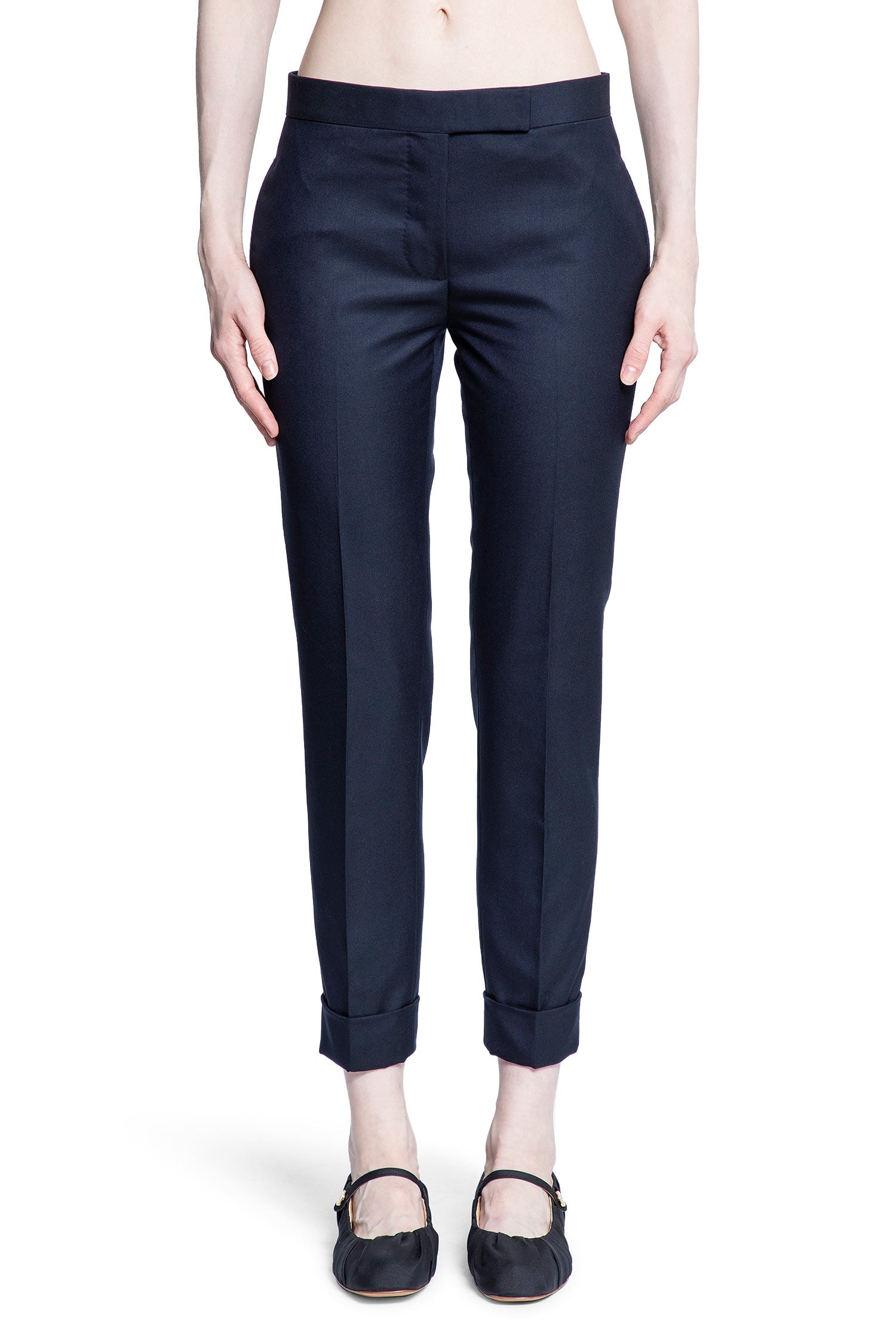 THOM BROWNE WOMAN BLUE TROUSERS