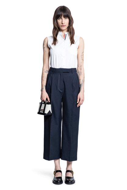 THOM BROWNE WOMAN BLUE TROUSERS