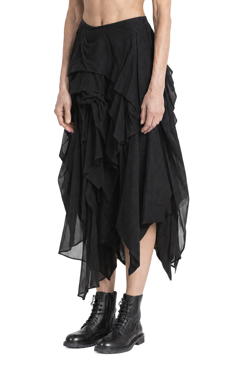 YOHJI YAMAMOTO Twill Tucked Voluminous Skirt woman