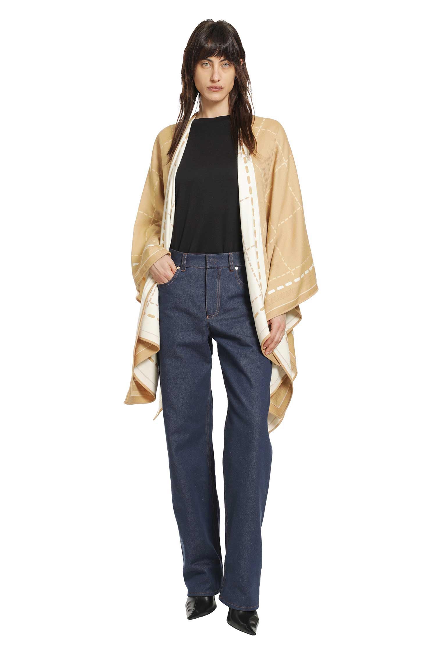 Wool Jacquard Poncho