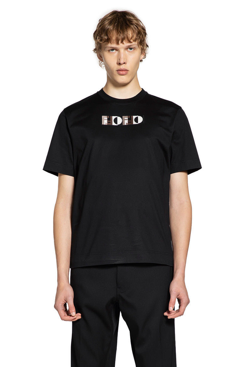 FENDI MAN BLACK T-SHIRTS & TANK TOPS
