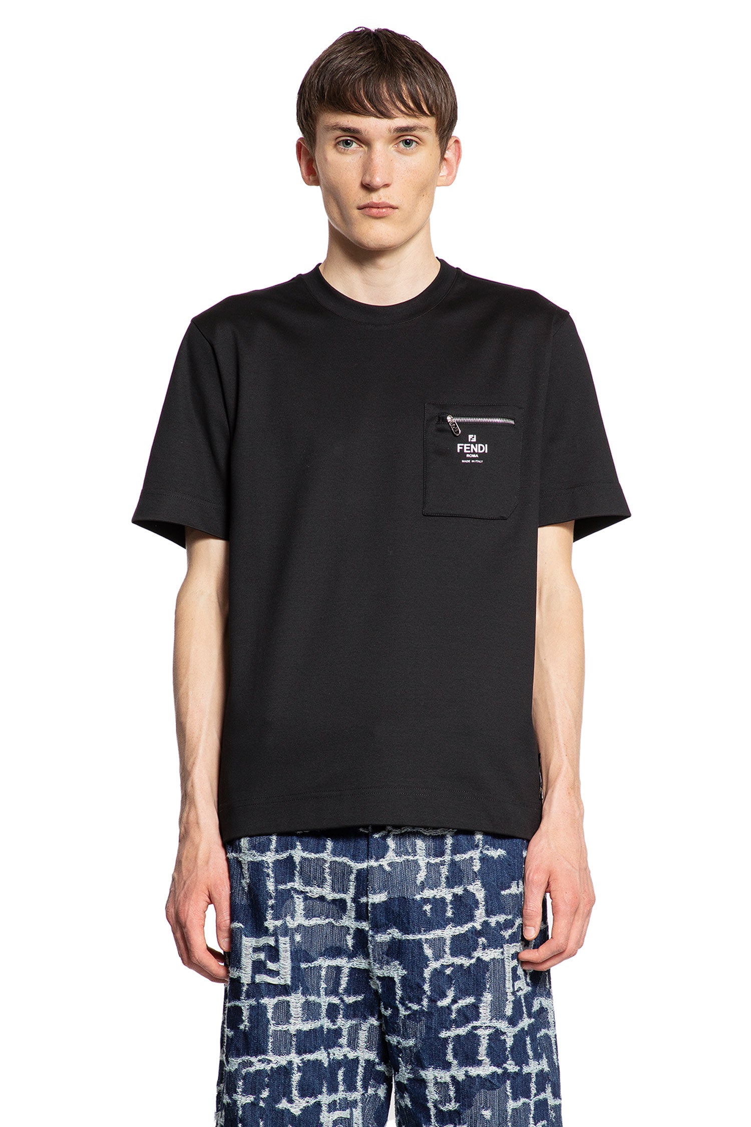 FENDI MAN BLACK T-SHIRTS