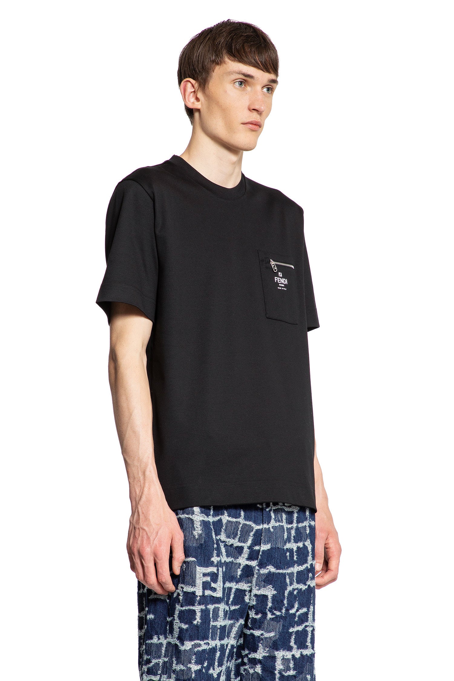 FENDI MAN BLACK T-SHIRTS