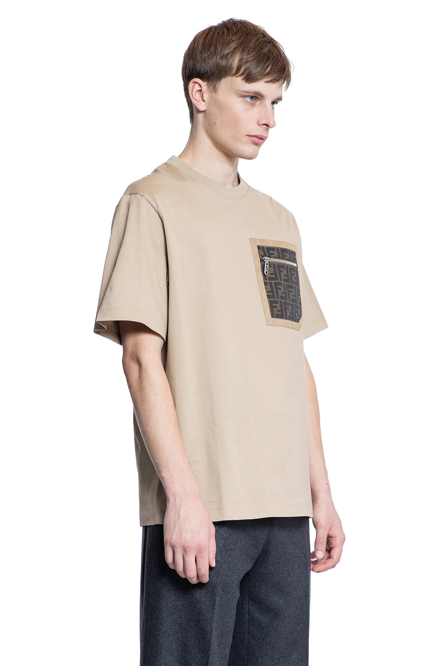 FENDI MAN BEIGE T-SHIRTS & TANK TOPS