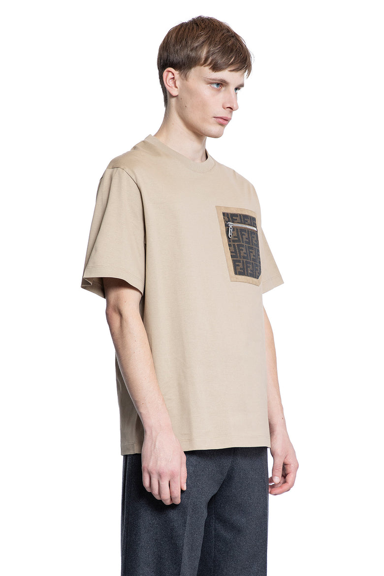 FENDI MAN BEIGE T-SHIRTS & TANK TOPS