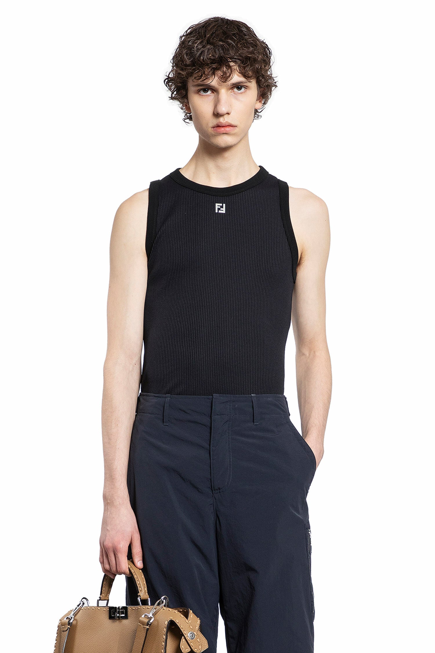 FENDI MAN BLACK T-SHIRTS & TANK TOPS