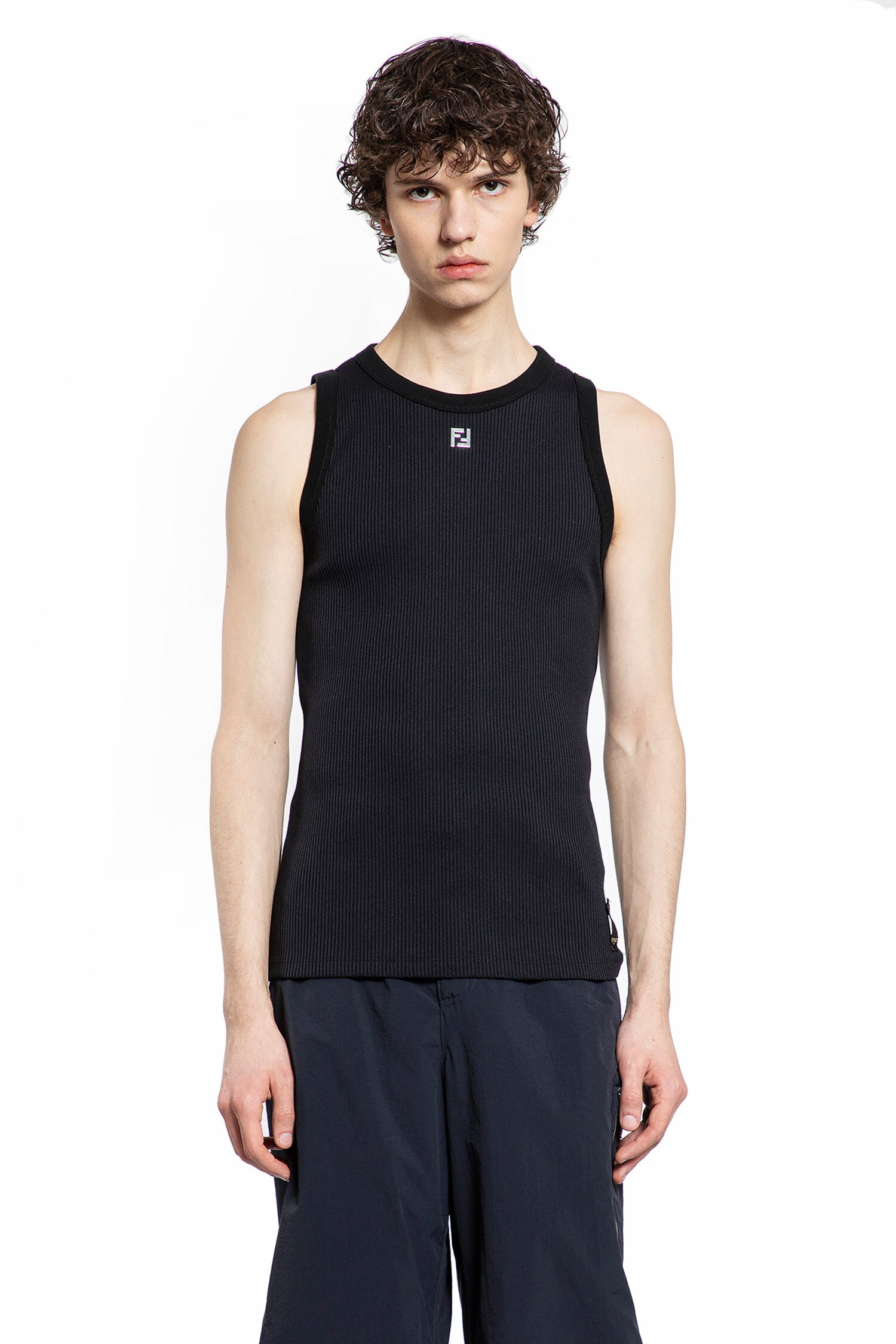 FENDI MAN BLACK T-SHIRTS & TANK TOPS