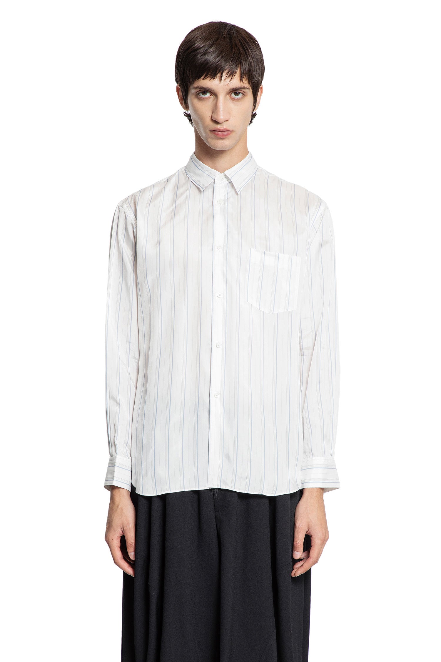 Pinstriped Cupro Satin Pocket Shirt