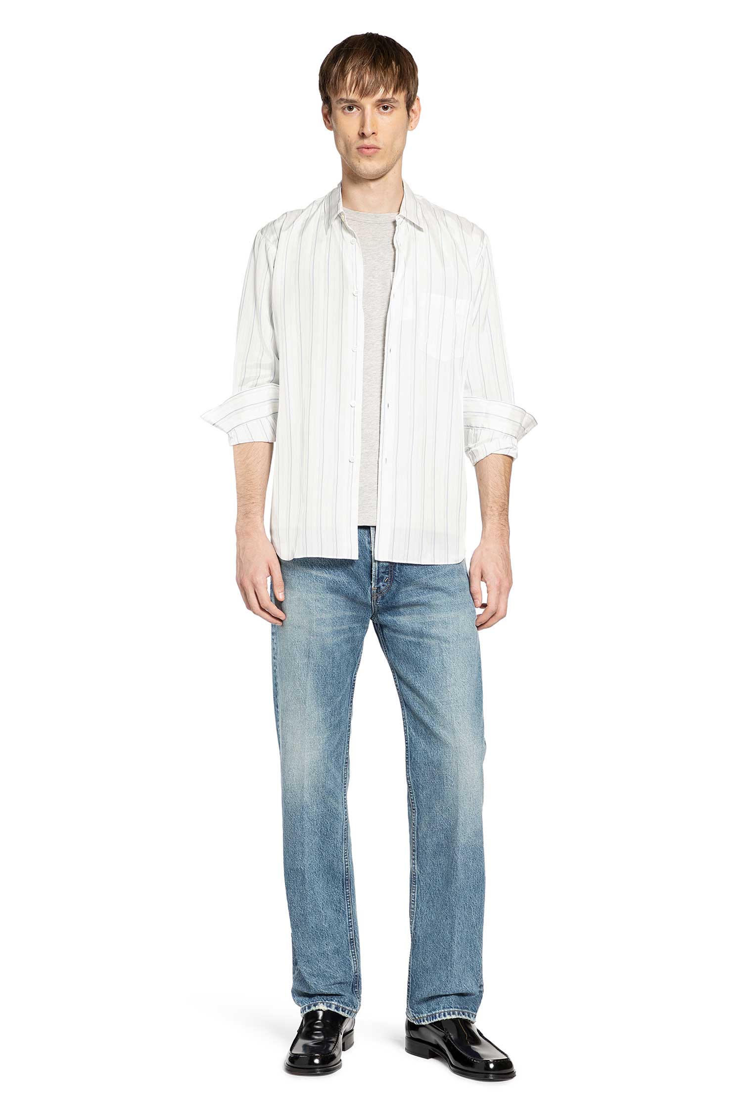 Pocket Shirt in Striped Sheer Cupro