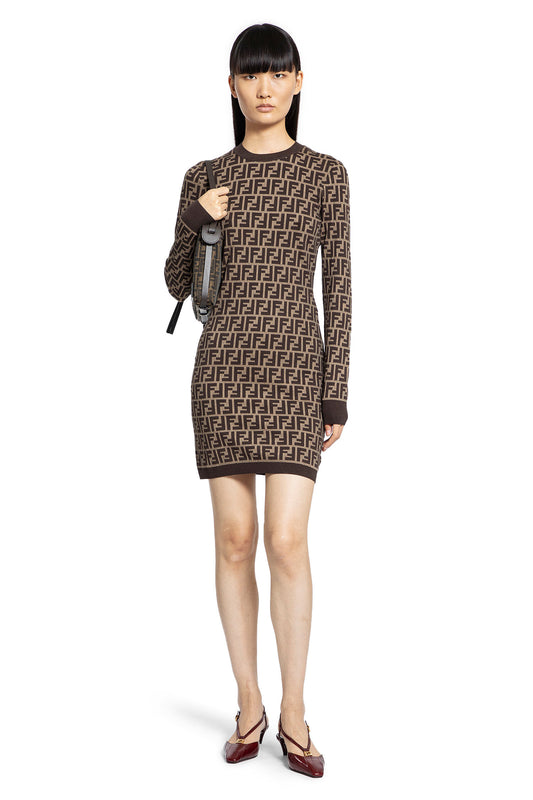 FENDI WOMAN BROWN DRESSES