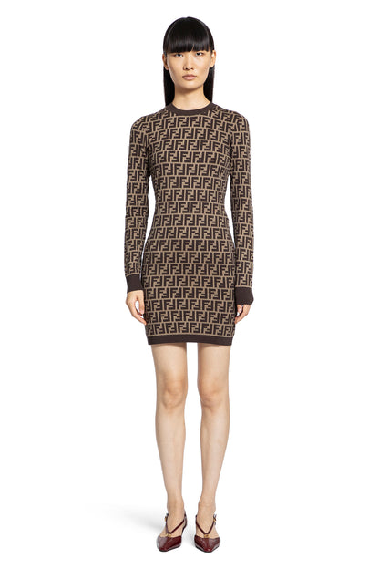 FENDI WOMAN BROWN DRESSES