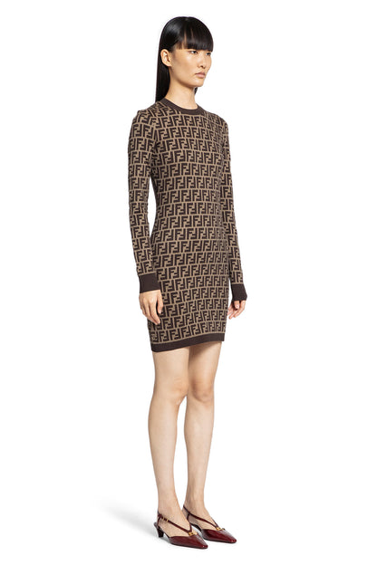 FENDI WOMAN BROWN DRESSES