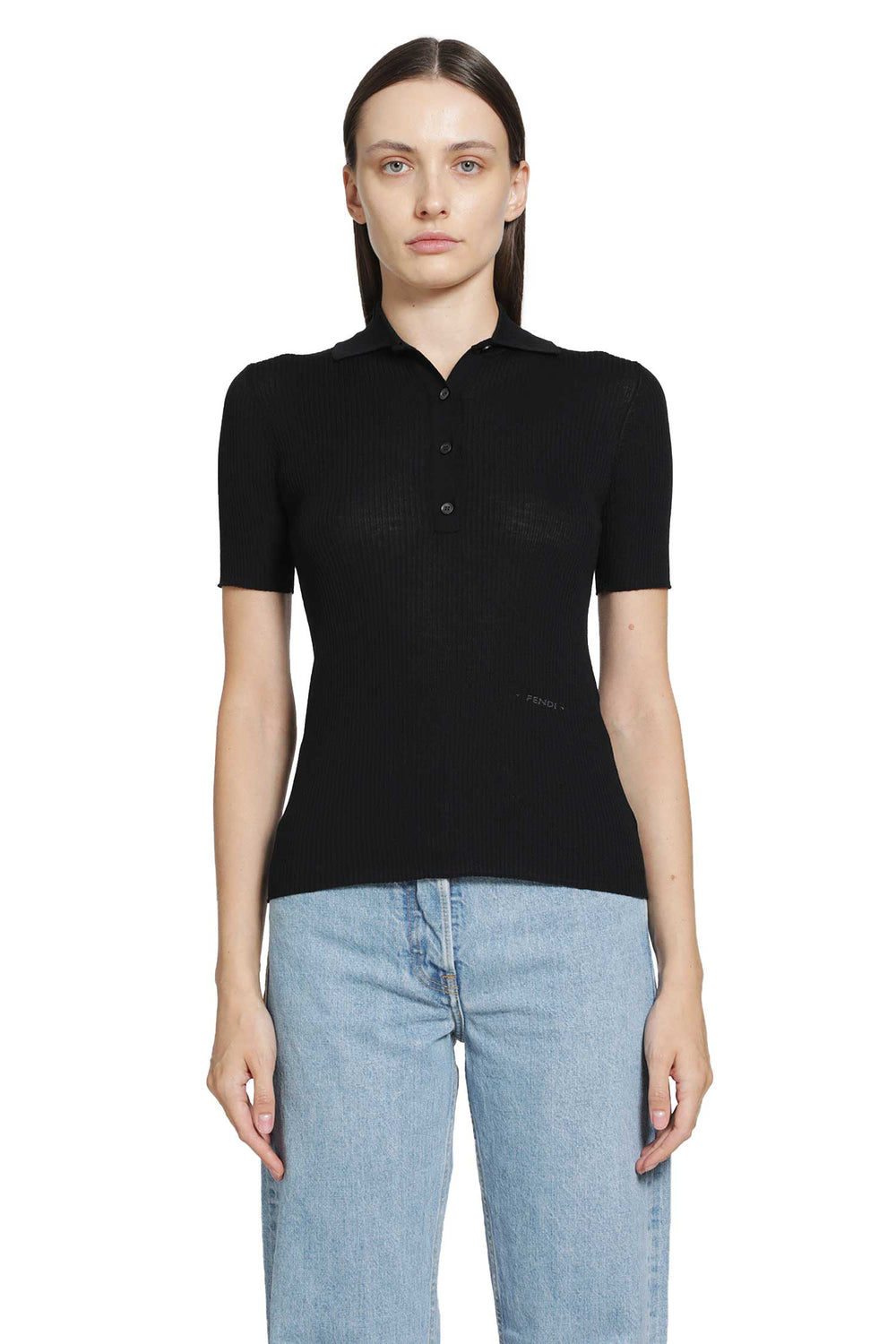 FENDI Wool Ribbed Polo Shirt woman
