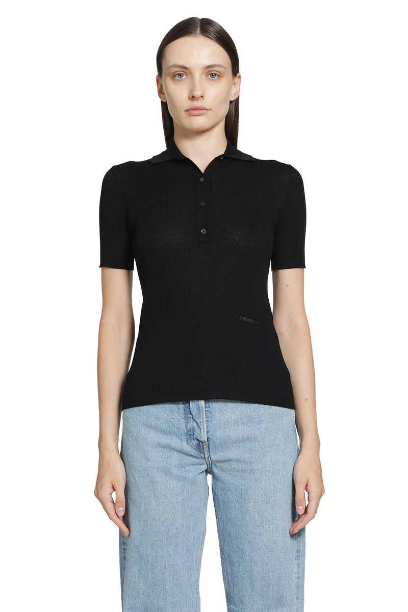FENDI Wool Ribbed Polo Shirt woman