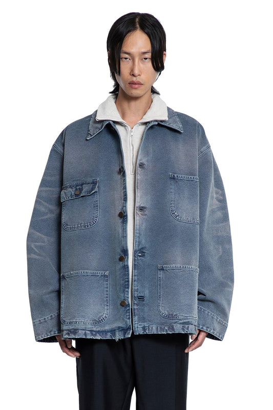 Distressed Cotton Canvas Blouson Jacket - Antonioli.eu