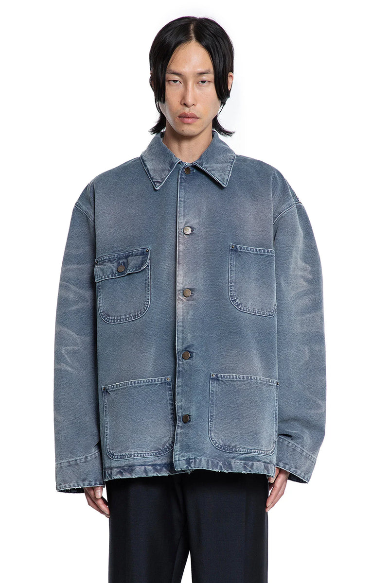 Distressed Cotton Canvas Blouson Jacket - Antonioli.eu