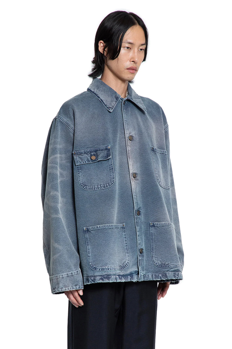 Distressed Cotton Canvas Blouson Jacket - Antonioli.eu