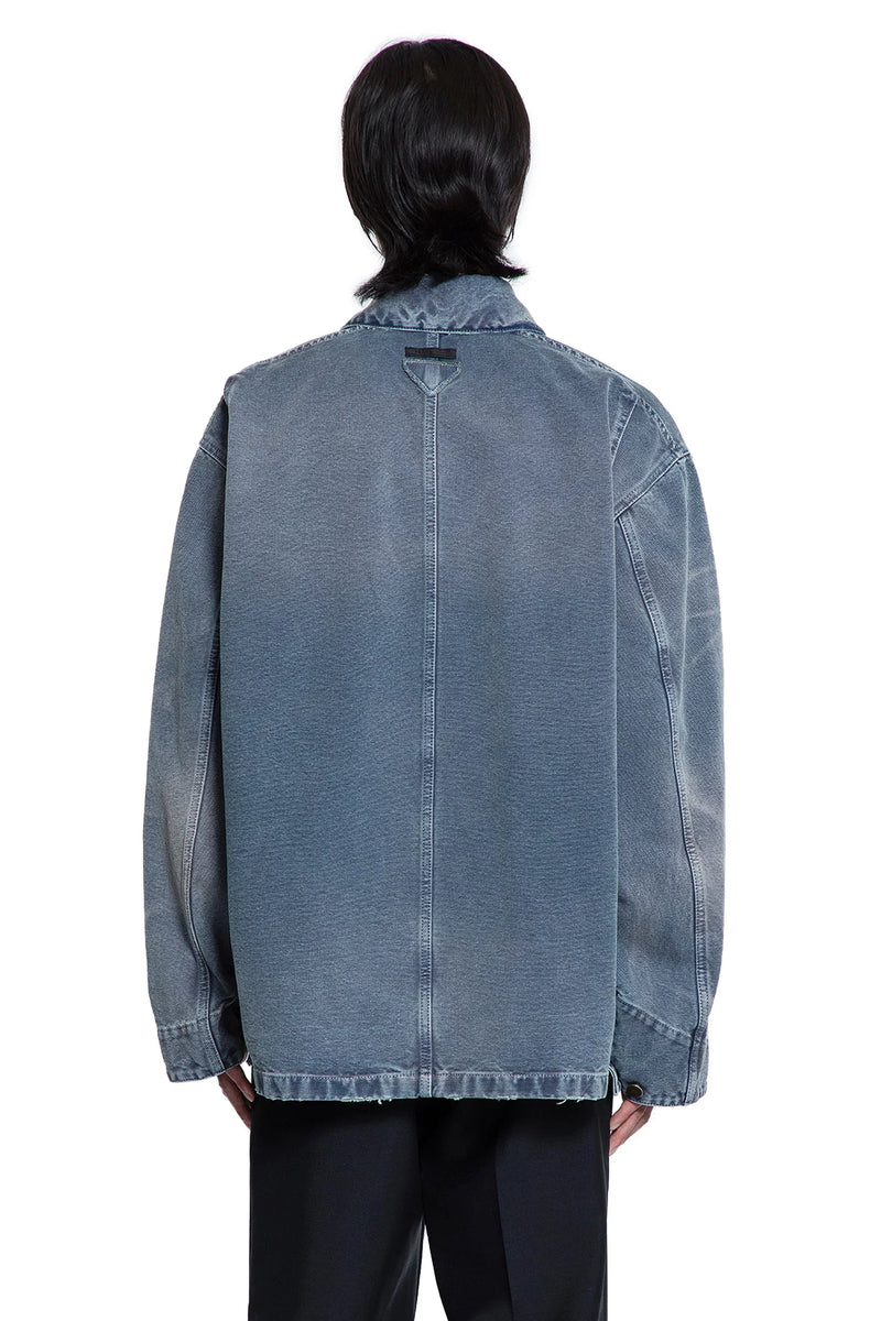 Distressed Cotton Canvas Blouson Jacket - Antonioli.eu
