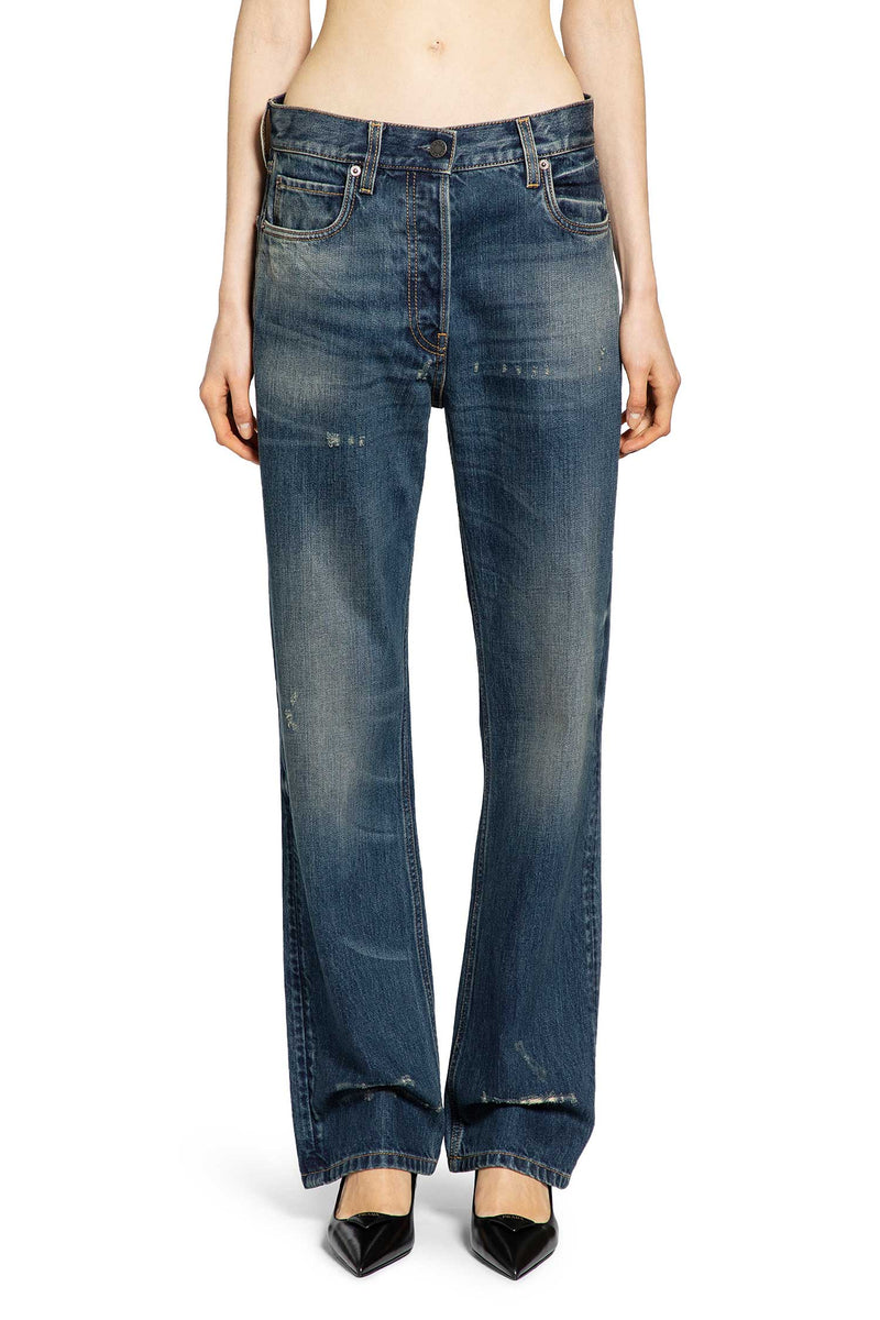 Straight Leg Washed Denim Jeans
