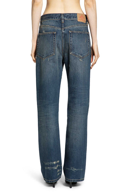 Straight Leg Washed Denim Jeans