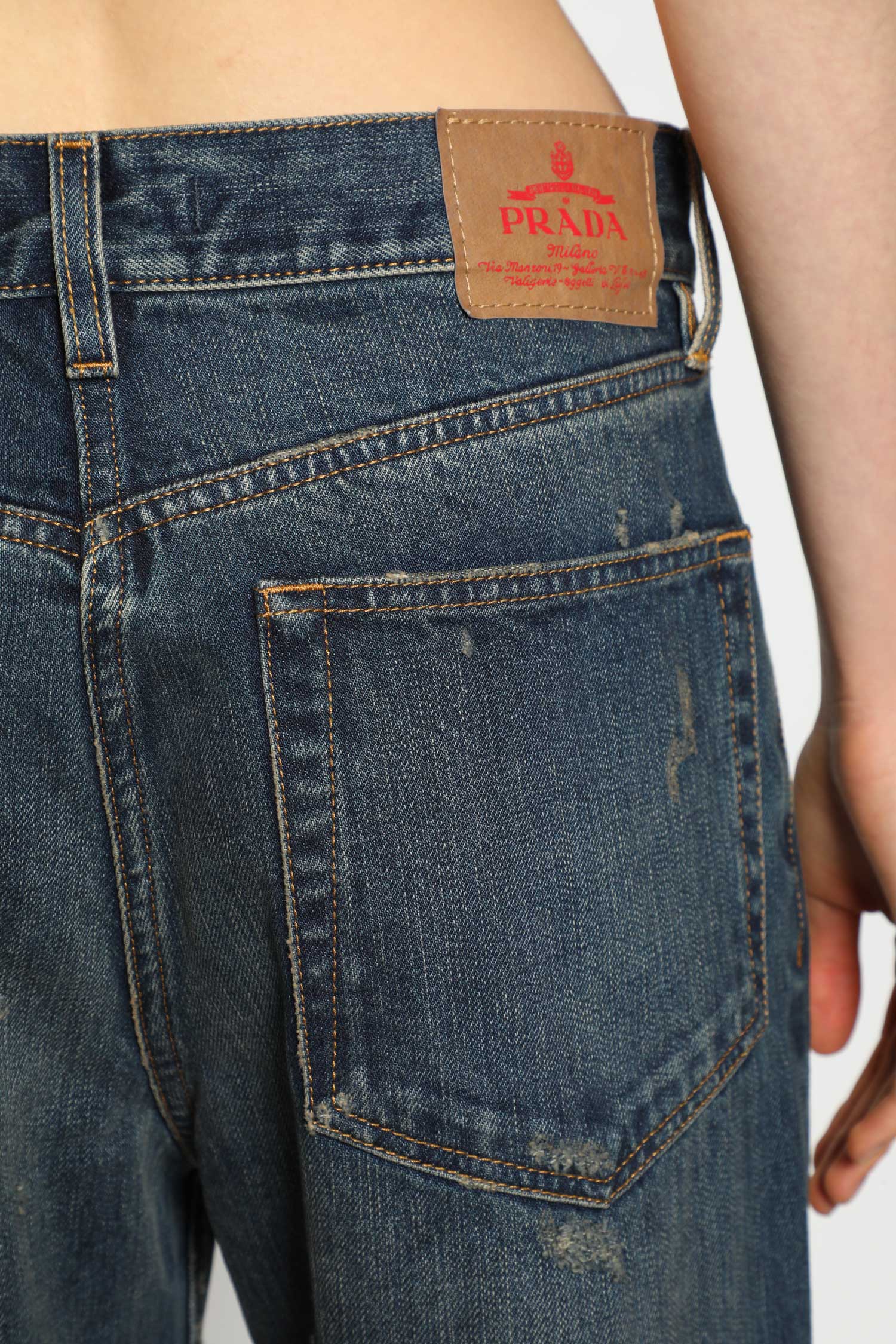 Straight Leg Washed Denim Jeans