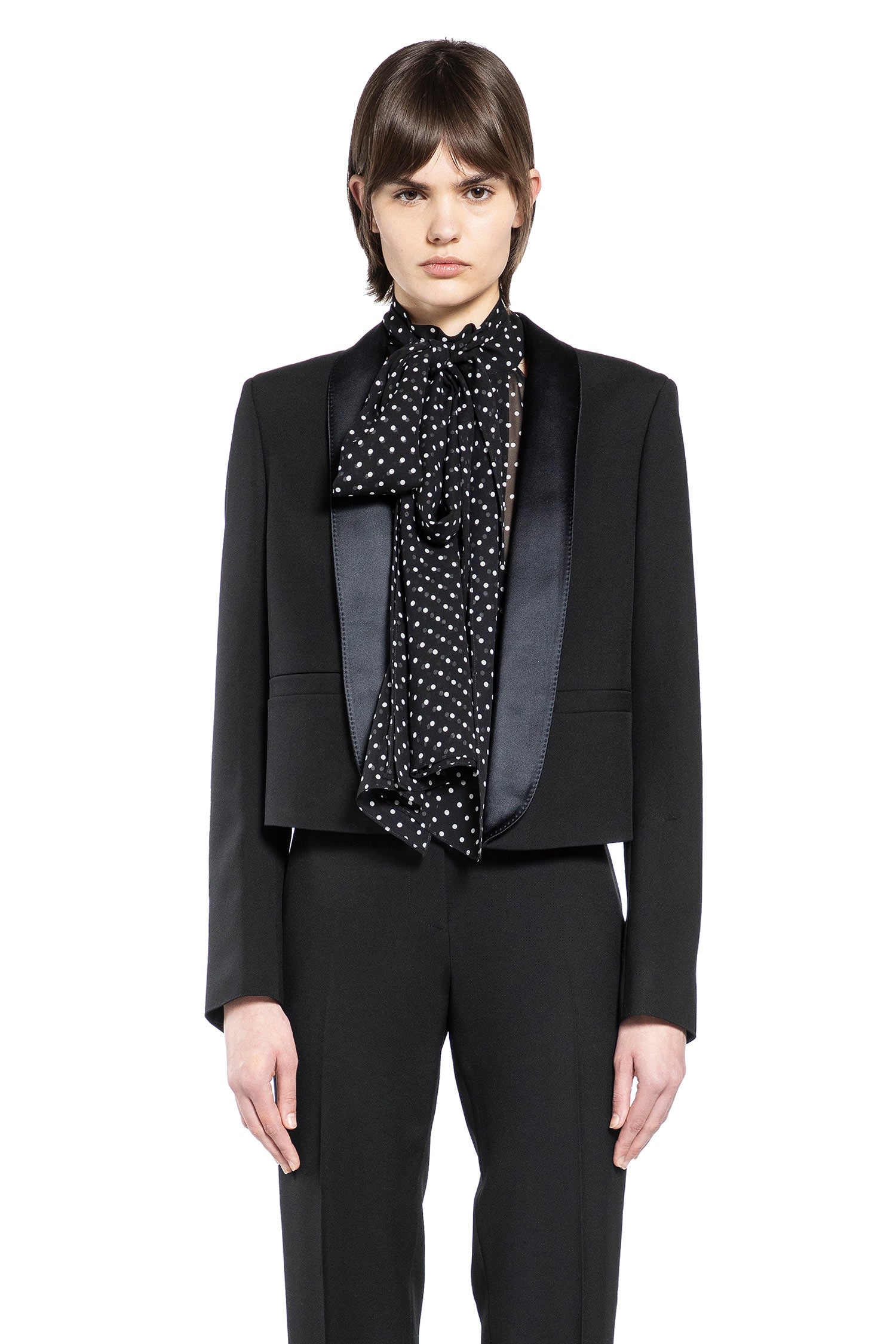 Single Breasted Cropped Tuxedo Jacket
