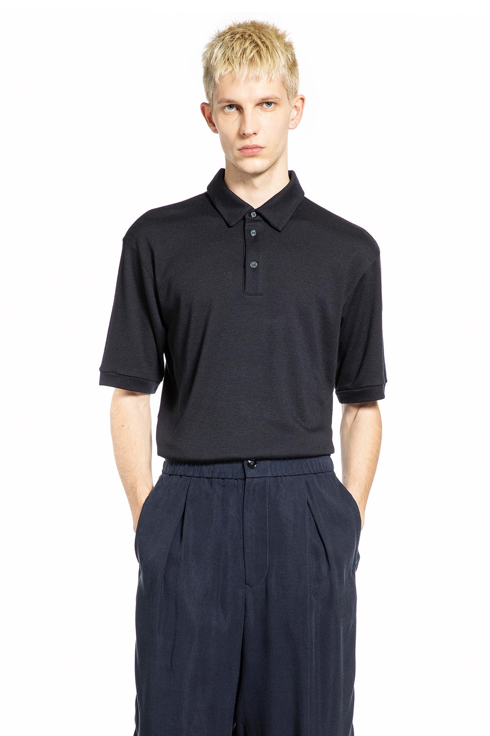 GIORGIO ARMANI Pure Cashmere Interlock Polo Shirt man