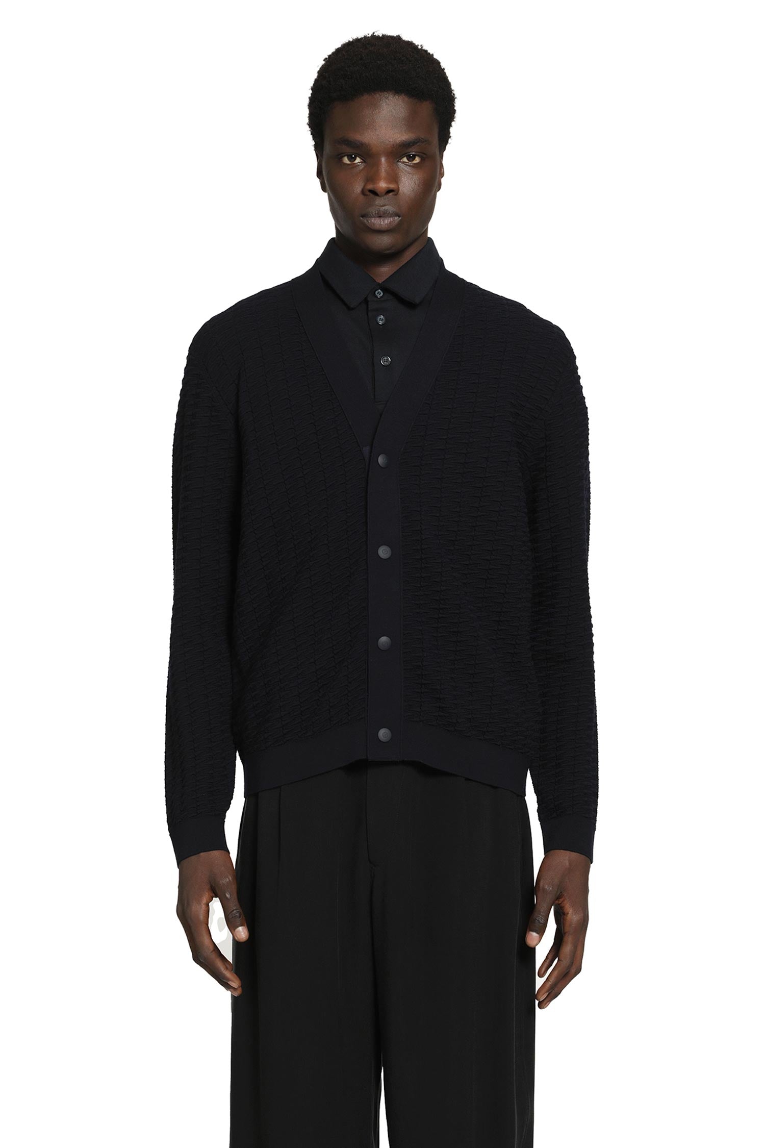 GIORGIO ARMANI Virgin Wool Blend Cardigan man