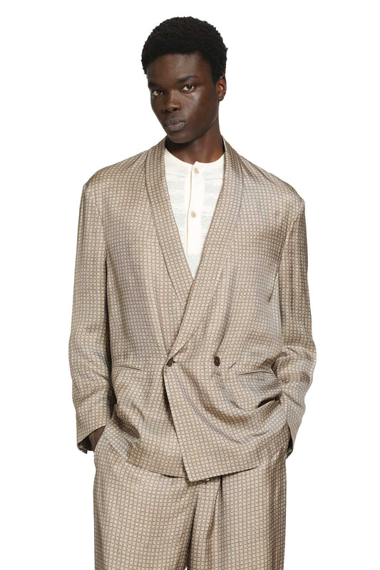 Double-Breasted Blazer in Viscose Check