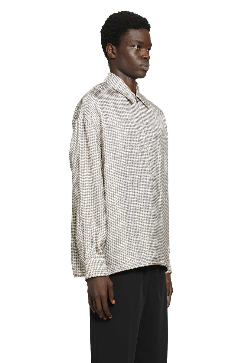 GIORGIO ARMANI Printed Viscose Zip-Up Shirt man