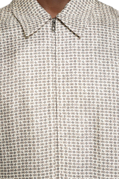 Printed Viscose Zip-Up Shirt